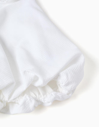 Cotton dress with balloon effect for newborn and baby girls, white