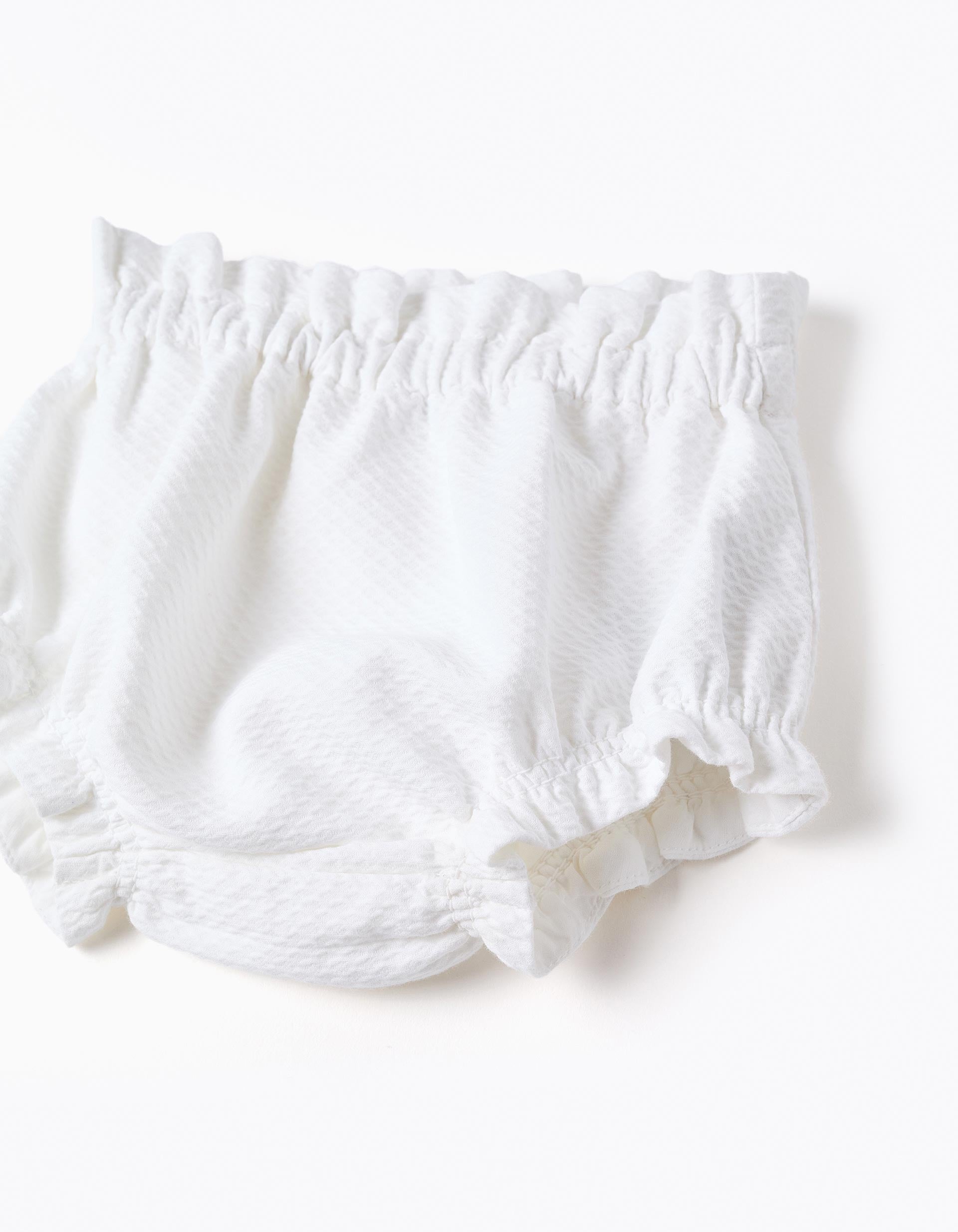 Vestido de algodão com efeito balão para recém-nascida e bebé, branco