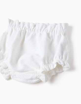 Cotton dress with balloon effect for newborn and baby girls, white