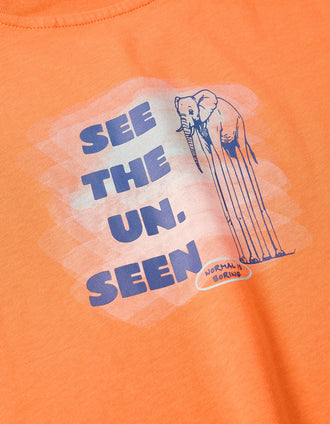 Cotton T-shirt with Normal is Boring print for boys, orange
