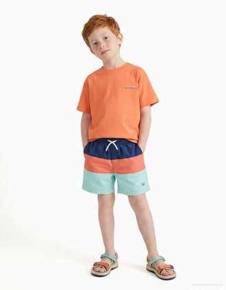 Bañador con bloque de colores y cordón para niño, multicolor