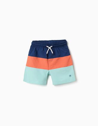 Bañador con bloque de colores y cordón para niño, multicolor