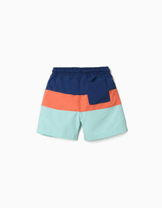 Bañador con bloque de colores y cordón para niño, multicolor
