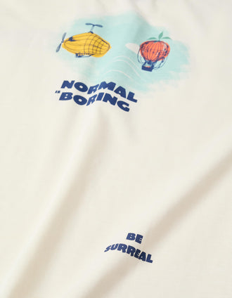 Cotton T-shirt with Normal is Boring print for boys, light beige
