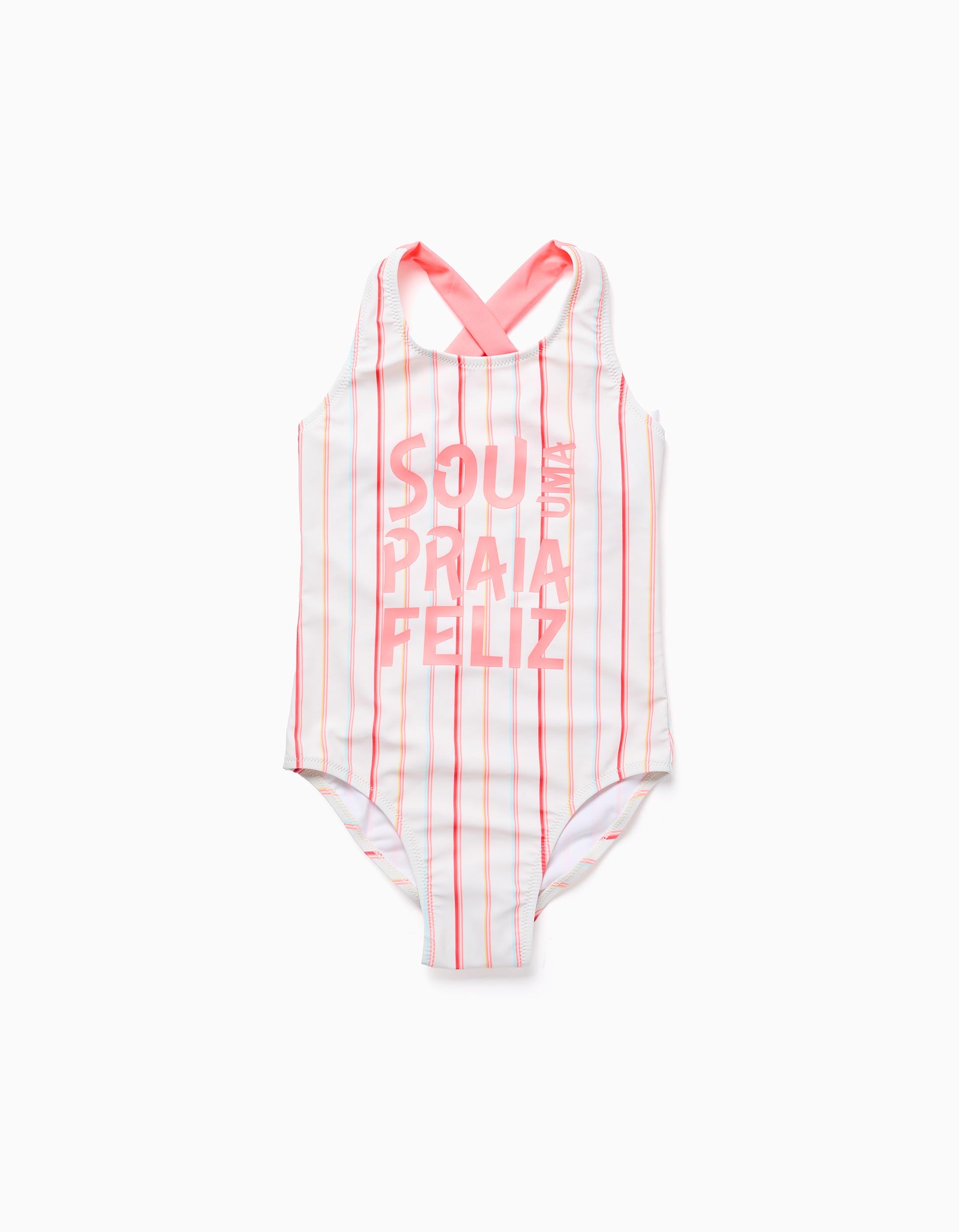 Maillot de bain à rayures et imprimé pour fille, multicolore