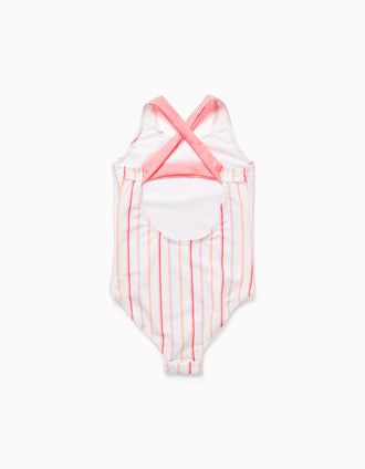 Maillot de bain à rayures et imprimé pour fille, multicolore