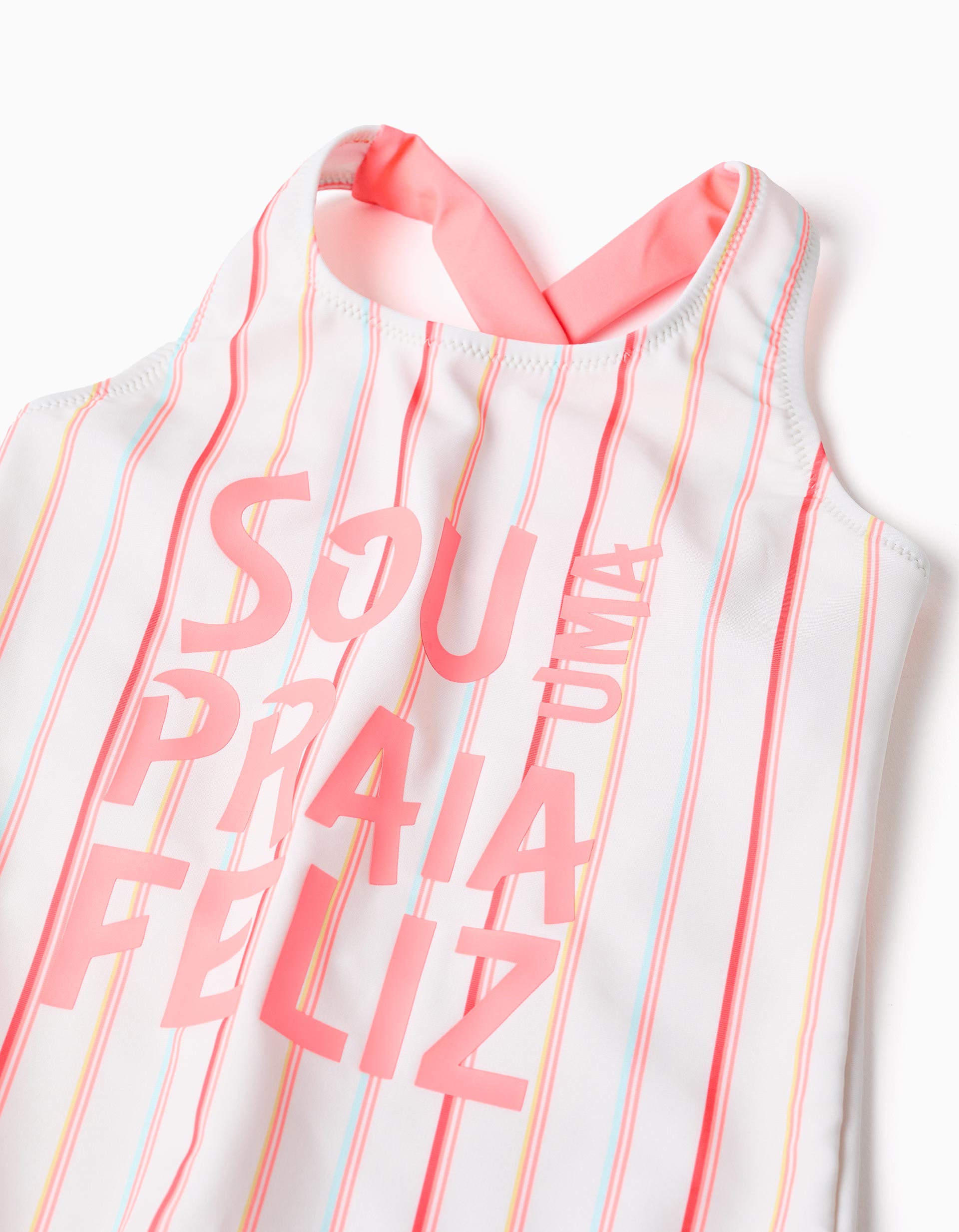 Maillot de bain à rayures et imprimé pour fille, multicolore