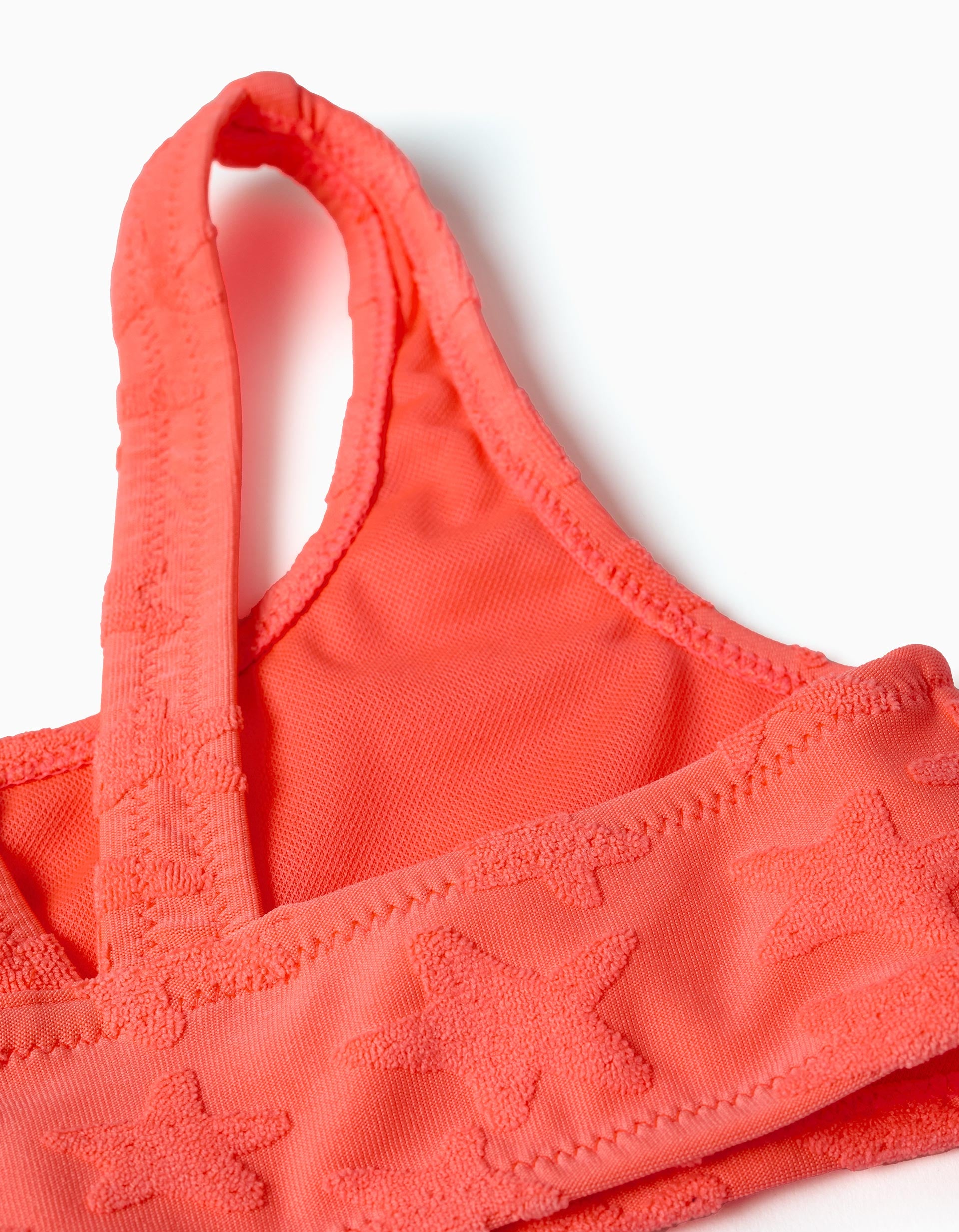 Maillot de bain 2 pièces à motif d'étoiles pour fille, corail fluo