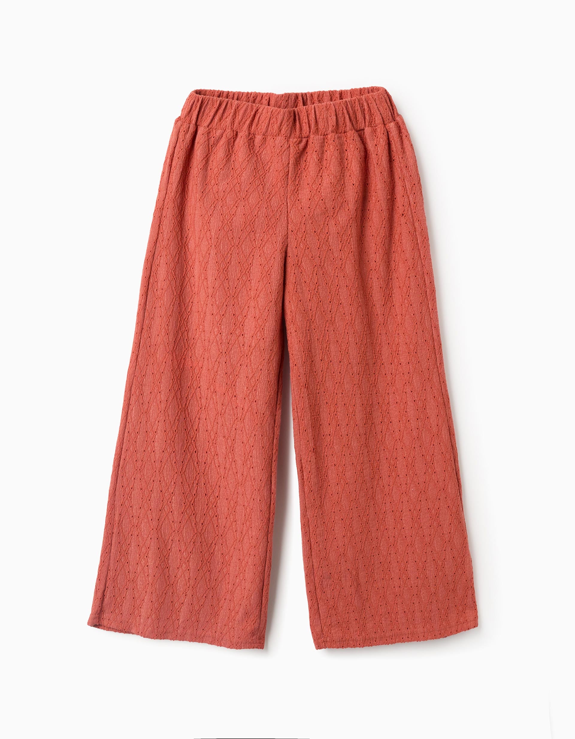 Wide leg trousers in broderie anglaise for girls, orange