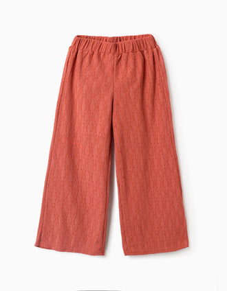 Pantalón ancho en bordado inglés para niña, naranja