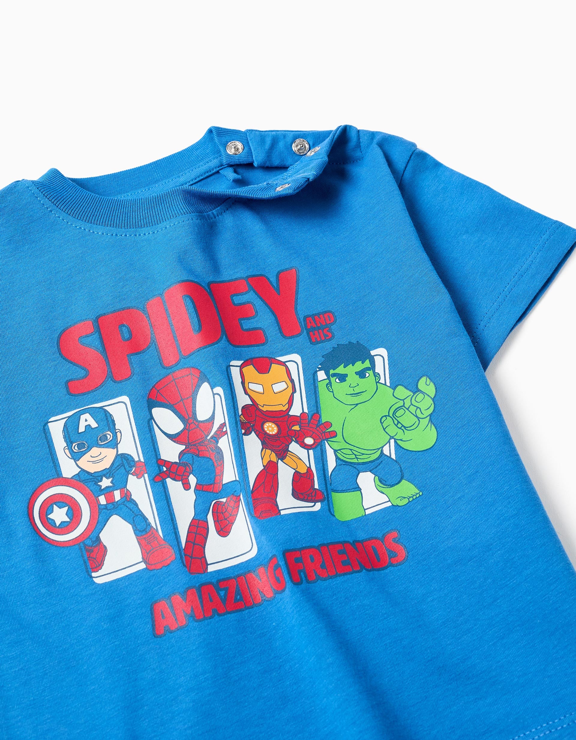 Camiseta de algodón con estampado Spidey & Friends para bebé y niño, azul