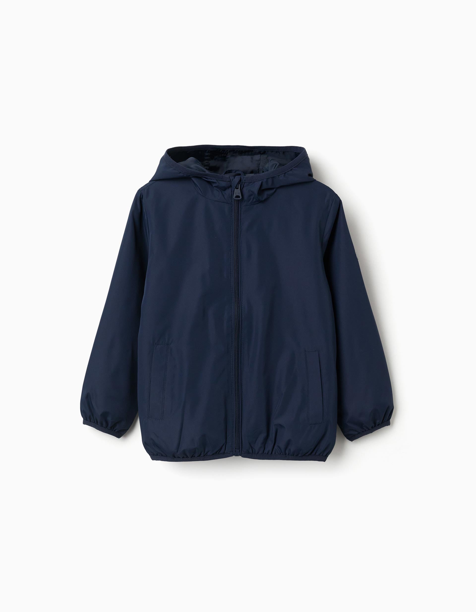 Coupe-vent à capuche et poches pour garçon, bleu foncé