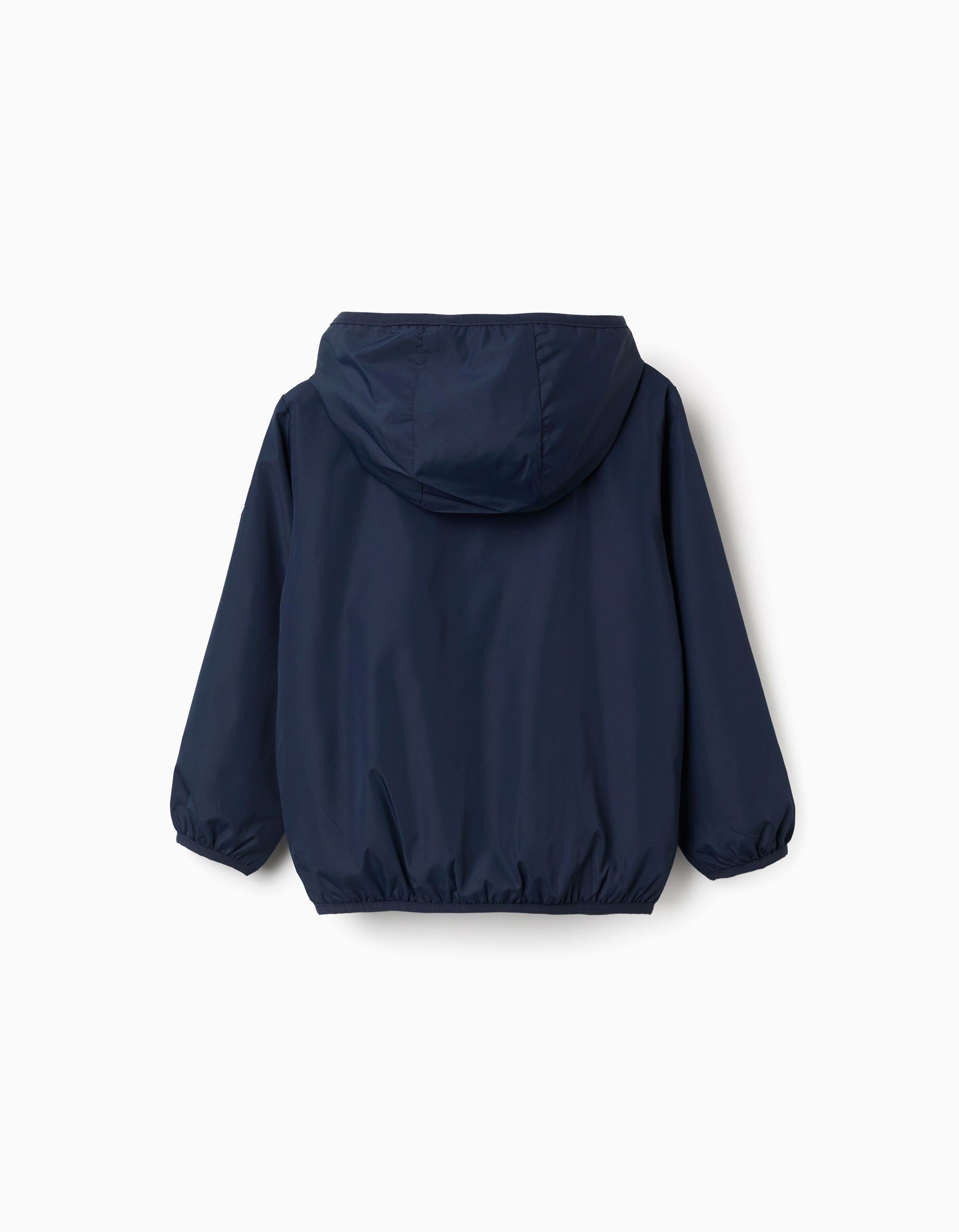 Coupe-vent à capuche et poches pour garçon, bleu foncé