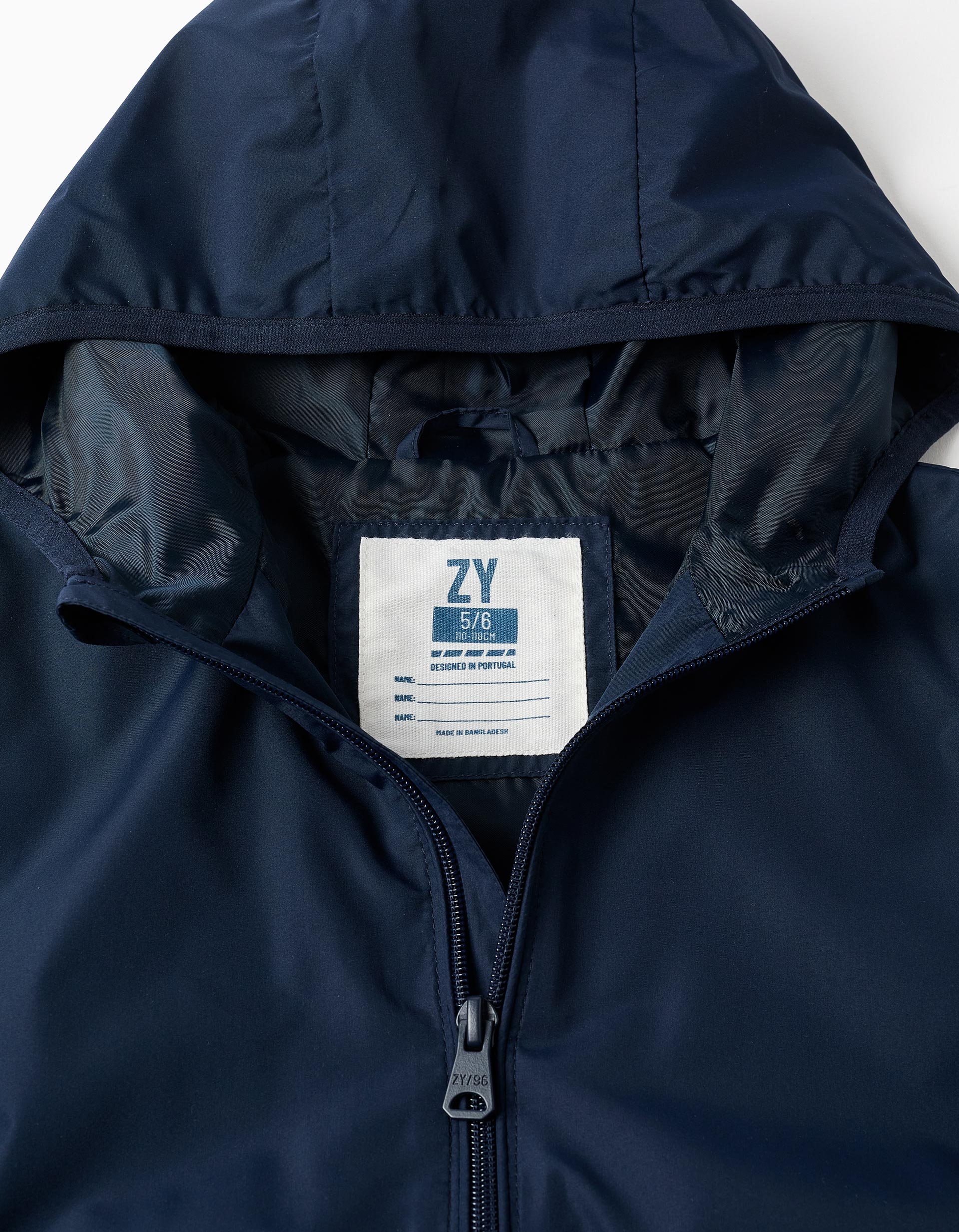 Coupe-vent à capuche et poches pour garçon, bleu foncé