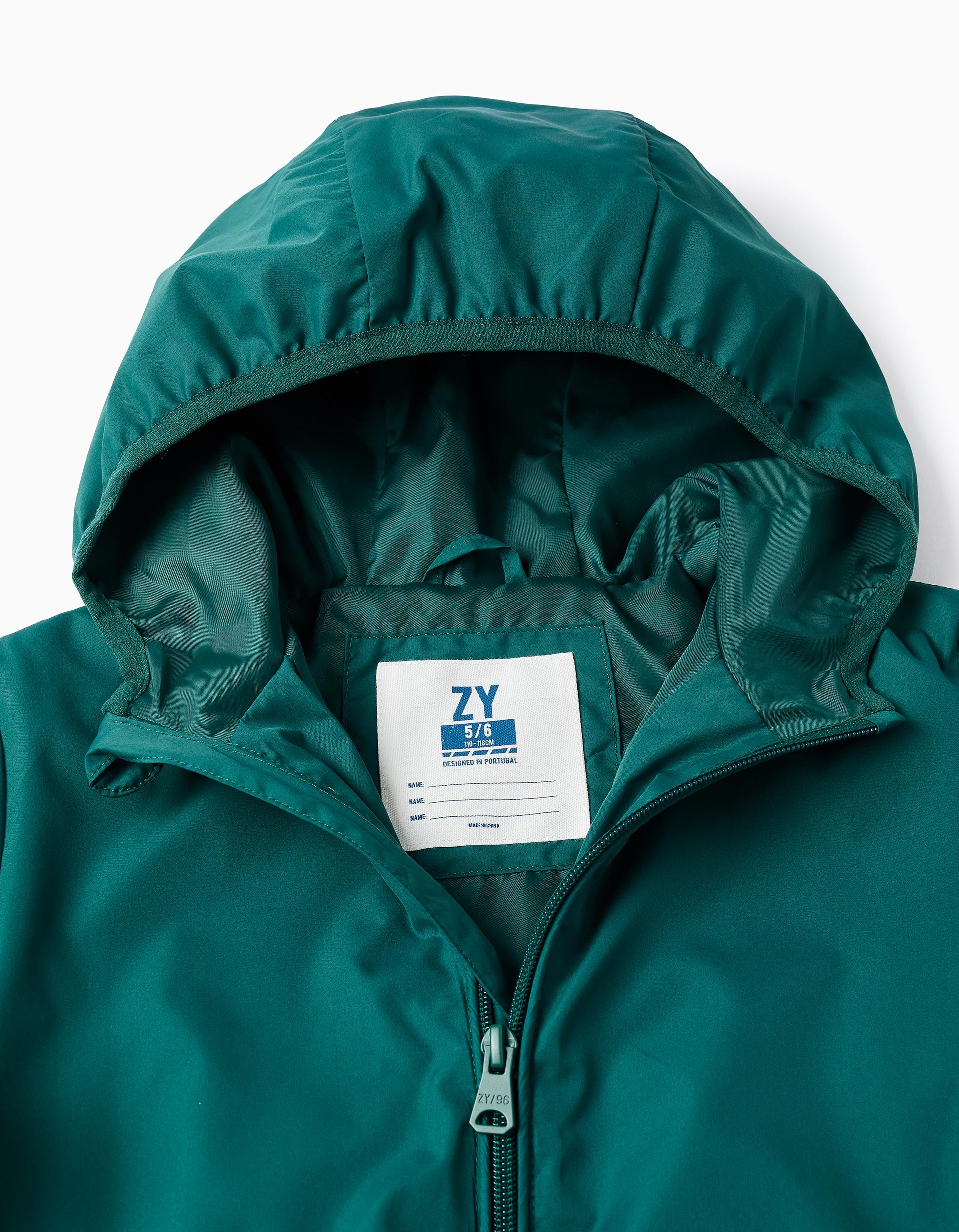 Coupe-vent à capuche et poches pour garçon, vert