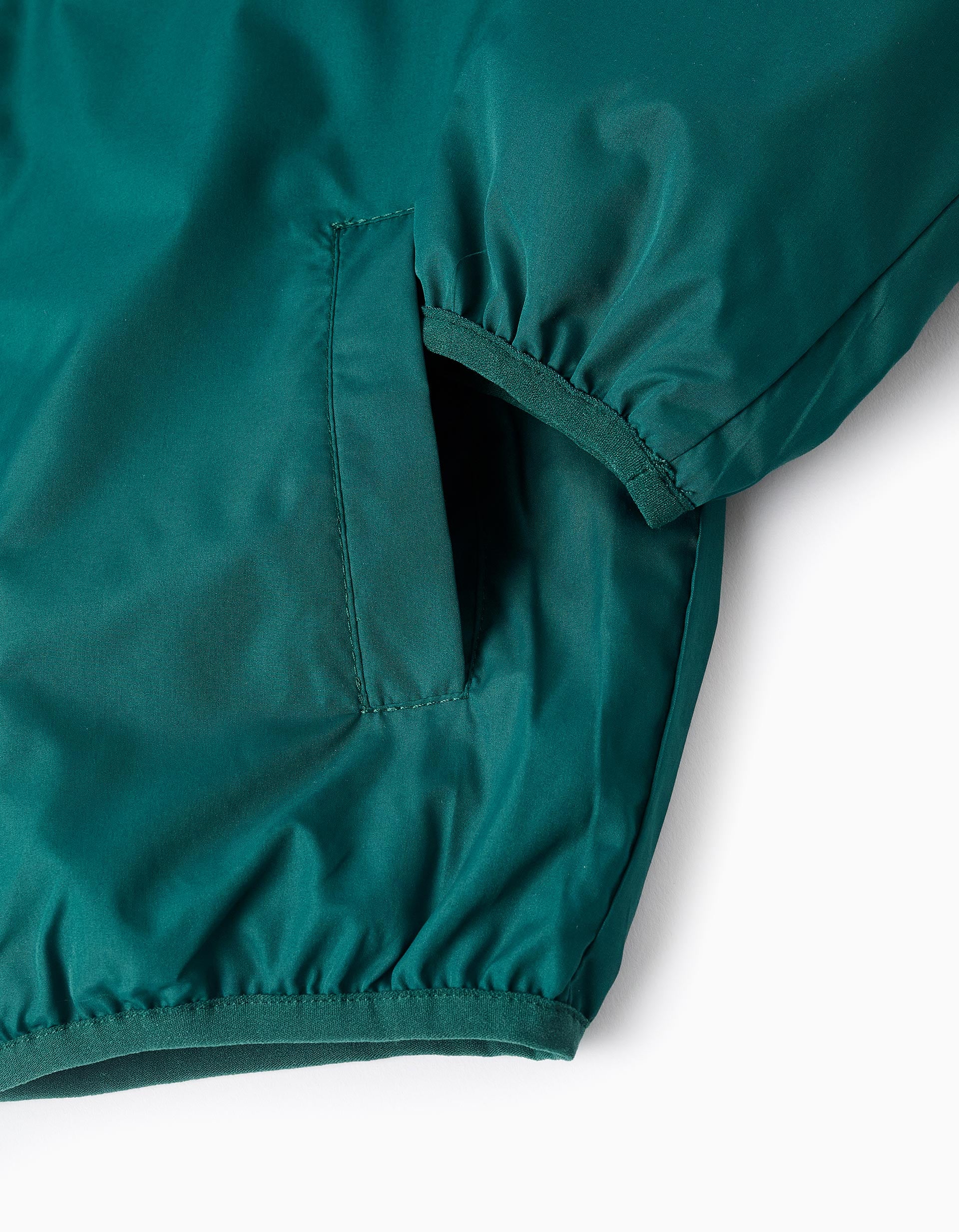 Coupe-vent à capuche et poches pour garçon, vert