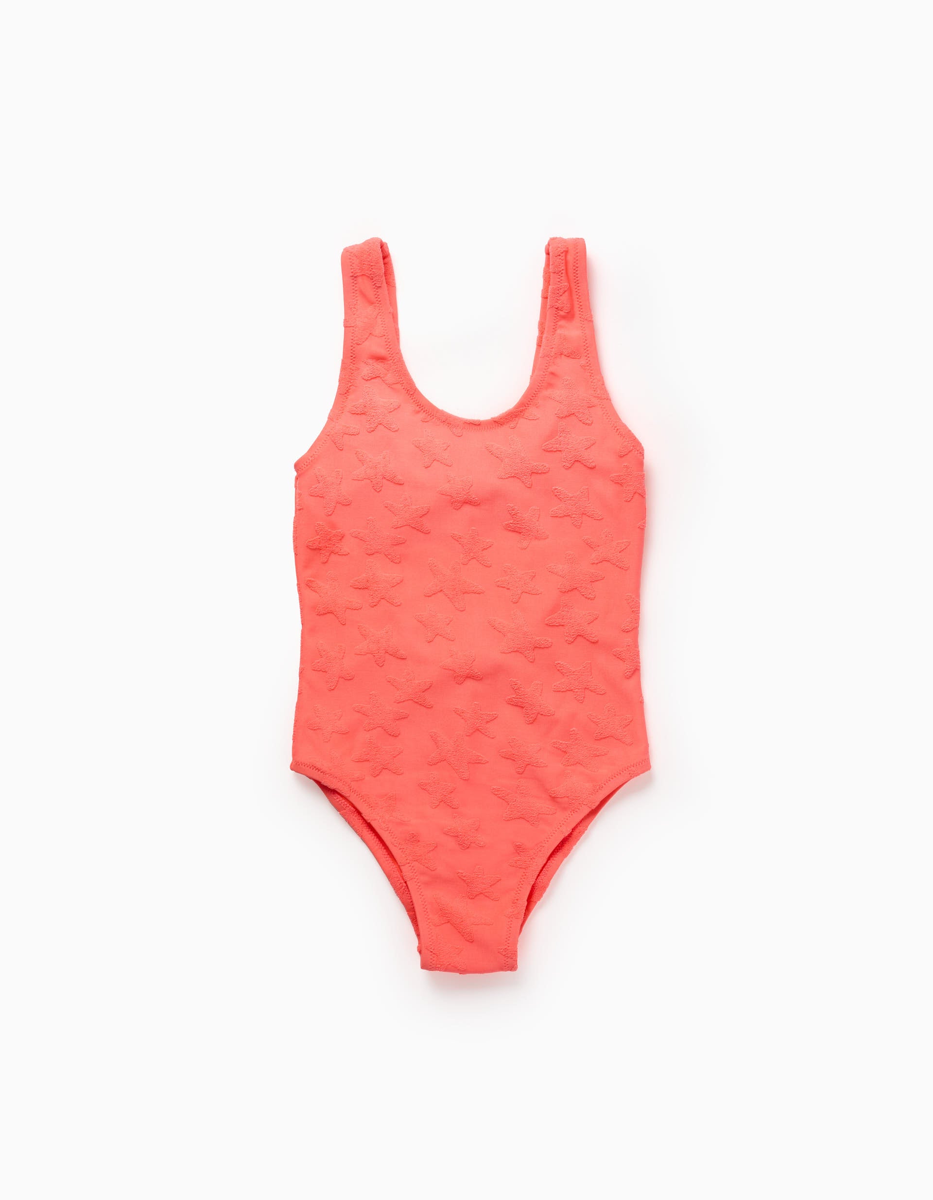 Maillot de bain à motif d'étoiles pour fille, corail fluo