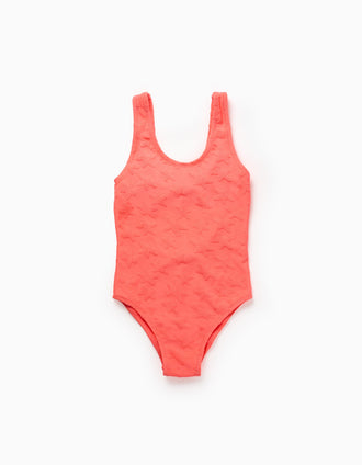 Maillot de bain à motif d'étoiles pour fille, corail fluo