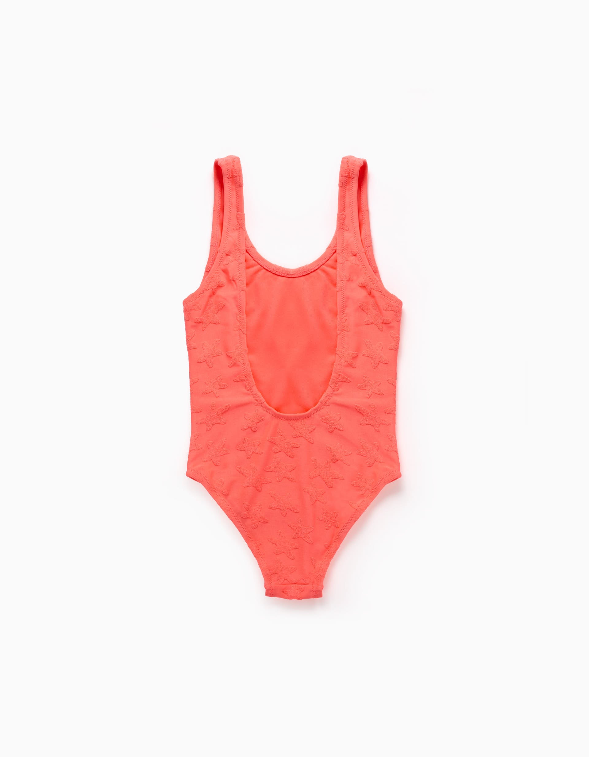 Maillot de bain à motif d'étoiles pour fille, corail fluo