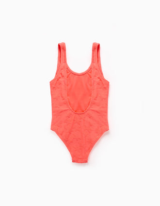 Maillot de bain à motif d'étoiles pour fille, corail fluo