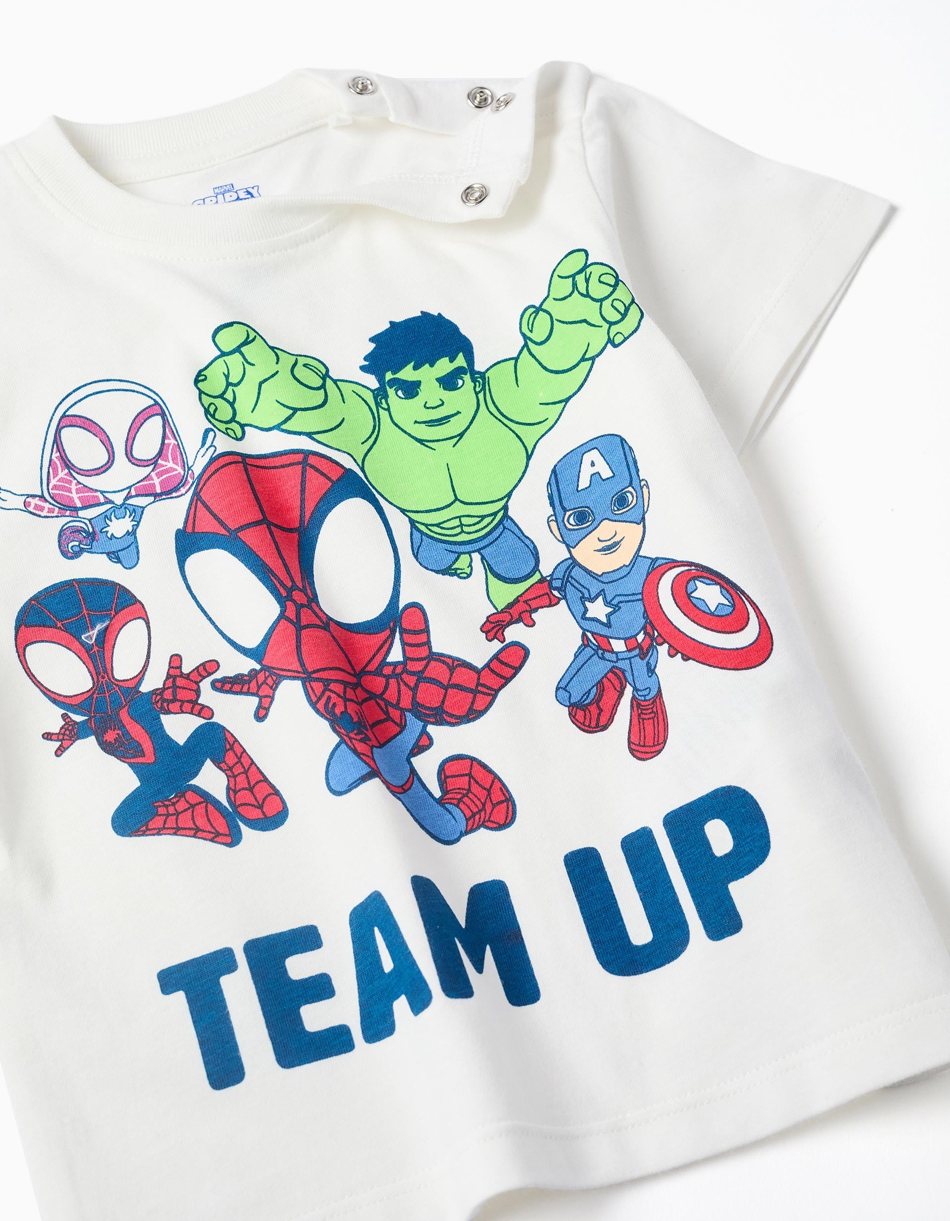 Camiseta + pantalón corto Spidey & Friends para bebé y niño, blanco/azul