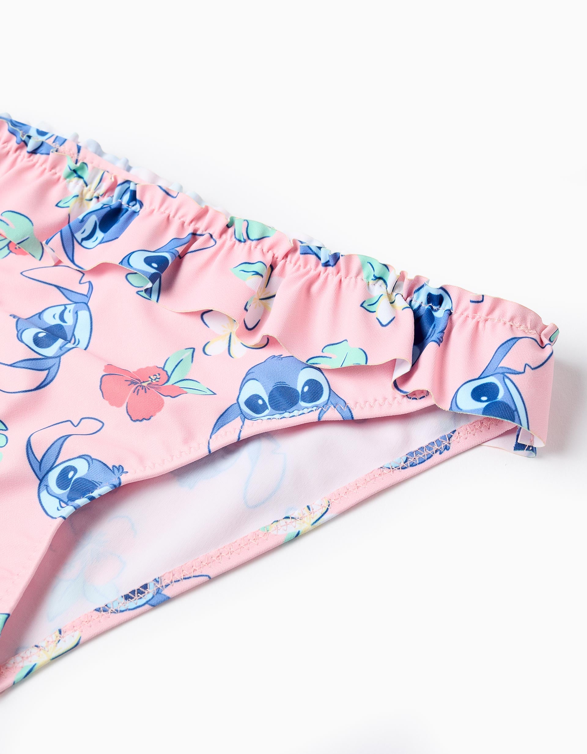 Biquíni com motivo Stitch e folhos para menina, rosa-claro