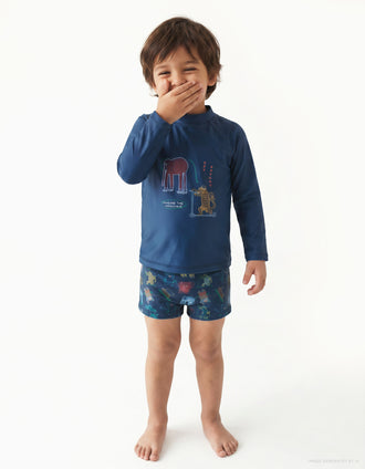 Ensemble de bain avec protection UV 40+ pour bébé et garçon, bleu foncé