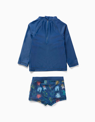 Ensemble de bain avec protection UV 40+ pour bébé et garçon, bleu foncé