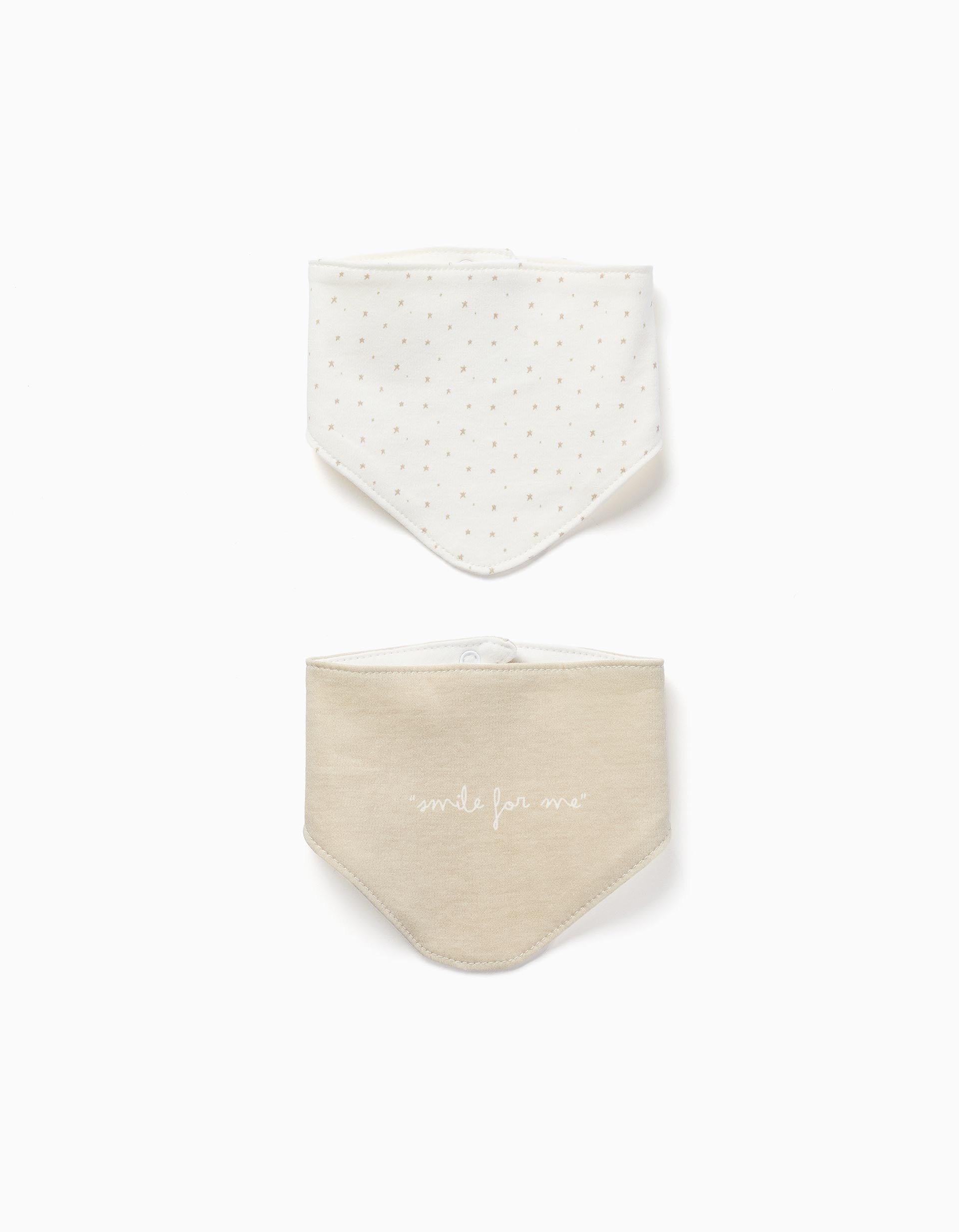 Pack of 2 Bandanas for Newborns and Babies ZY Baby, White/Beige
