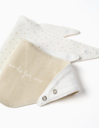 Pack of 2 Bandanas for Newborns and Babies ZY Baby, White/Beige