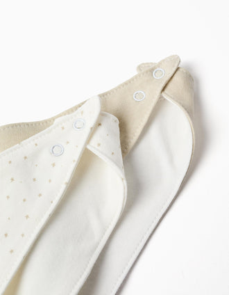 Pack of 2 Bandanas for Newborns and Babies ZY Baby, White/Beige
