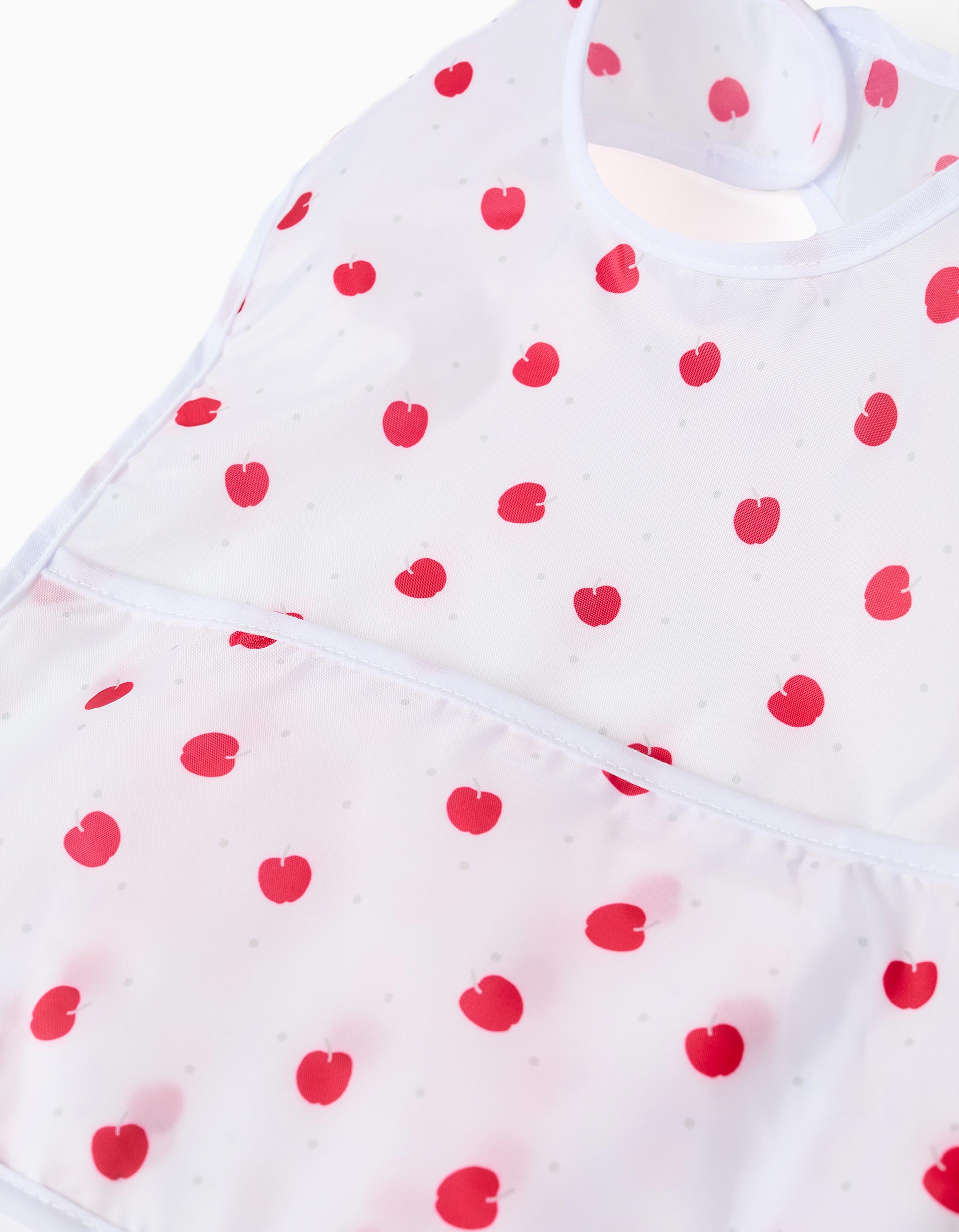 Bavoir Imperméable avec Poche ZY Baby, Blanc/Rouge