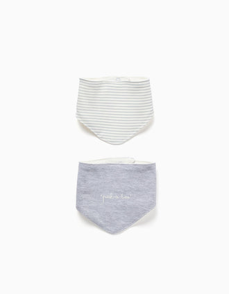 Pack of 2 Bandanas for Newborns and Babies ZY Baby, White/Grey