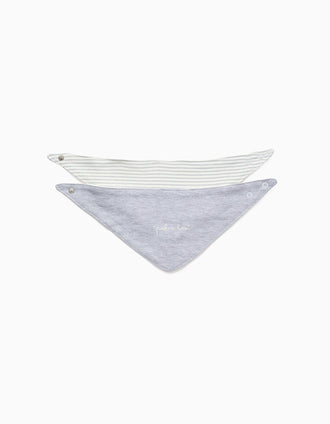 Pack of 2 Bandanas for Newborns and Babies ZY Baby, White/Grey