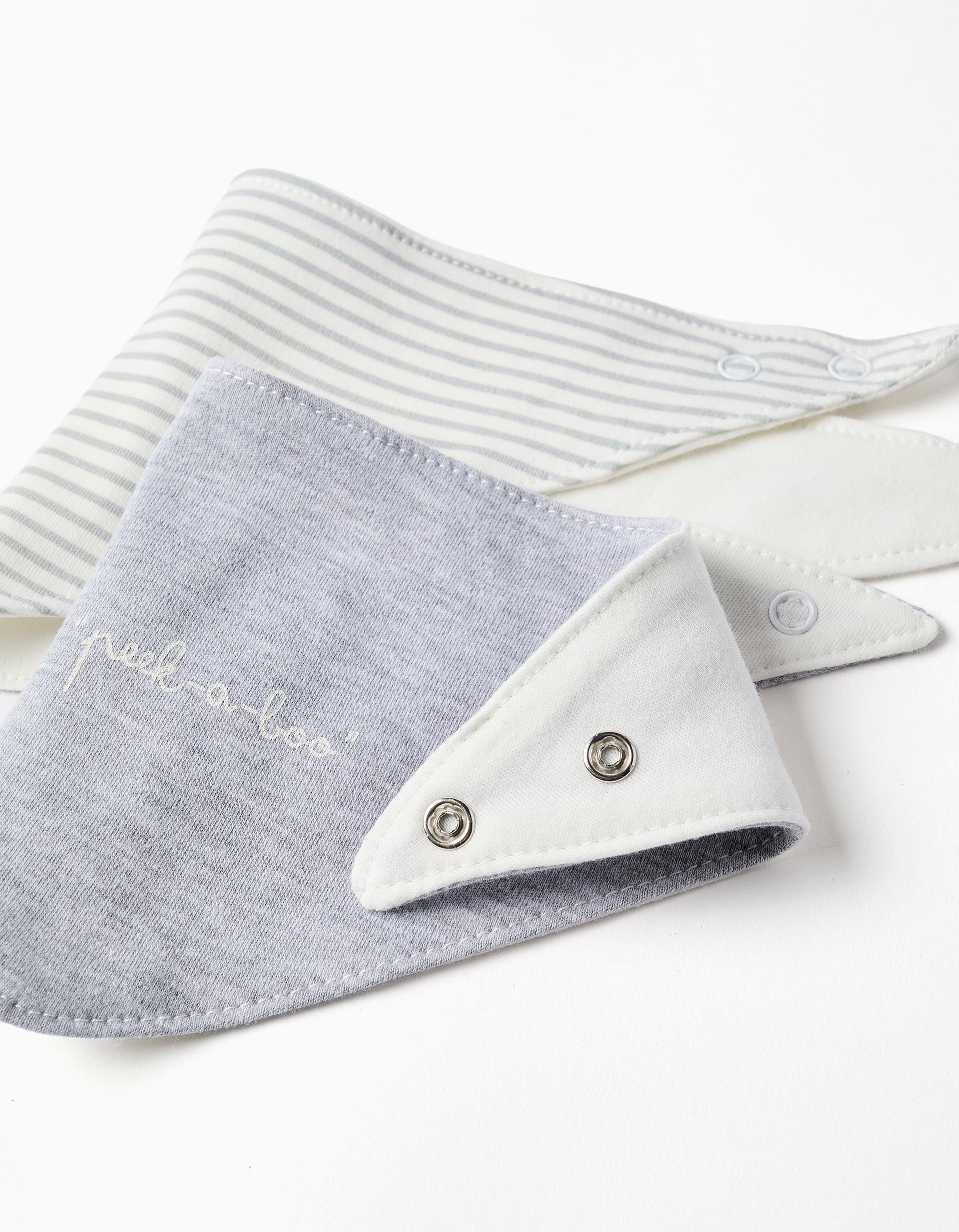 Pack of 2 Bandanas for Newborns and Babies ZY Baby, White/Grey
