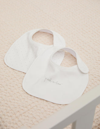 Pack of 2 Bibs for Newborns and Babies ZY Baby, White/Grey