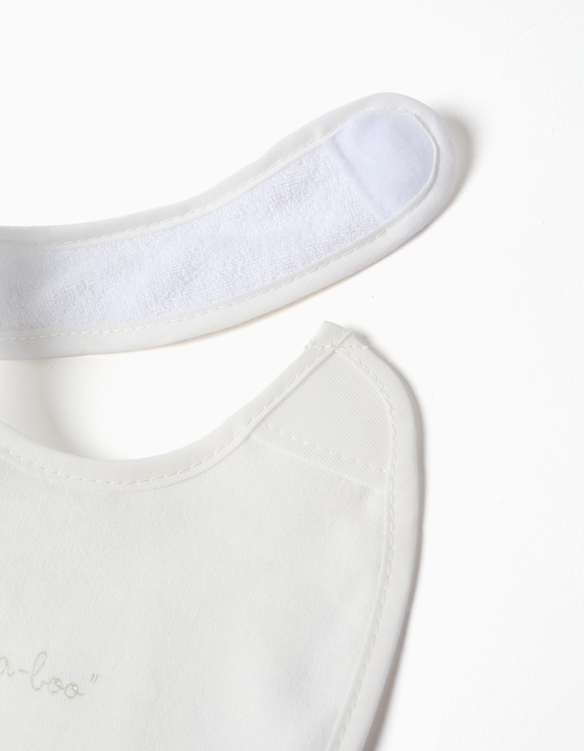 Pack of 2 Bibs for Newborns and Babies ZY Baby, White/Grey