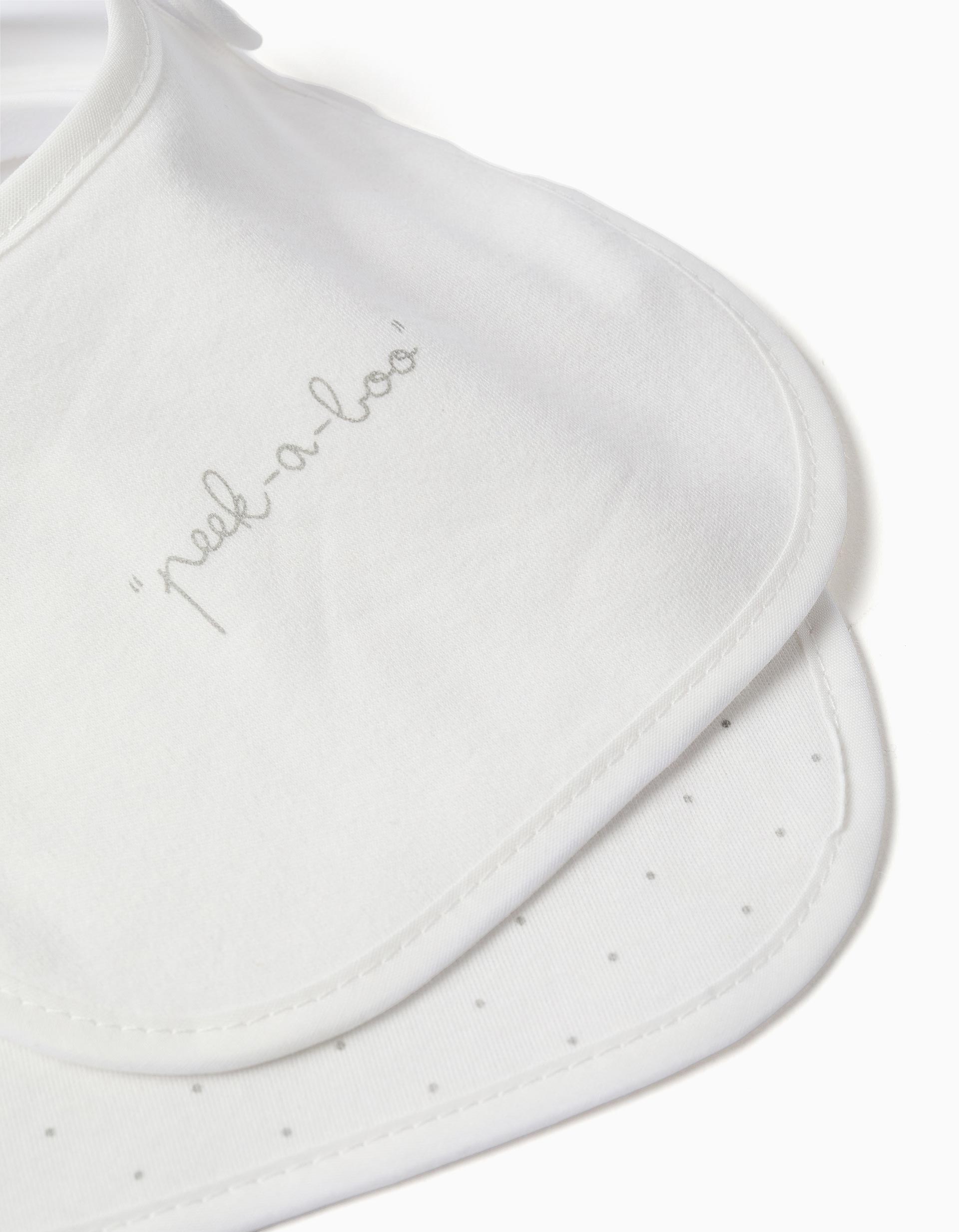 Pack of 2 Bibs for Newborns and Babies ZY Baby, White/Grey