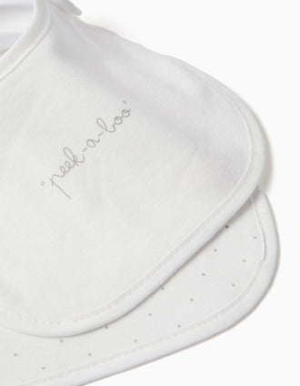 Pack of 2 Bibs for Newborns and Babies ZY Baby, White/Grey