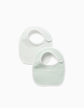 Pack de 2 Baberos para Recién Nacido y Bebé ZY Baby, Blanco/Verde