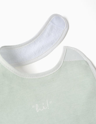 Pack de 2 Baberos para Recién Nacido y Bebé ZY Baby, Blanco/Verde