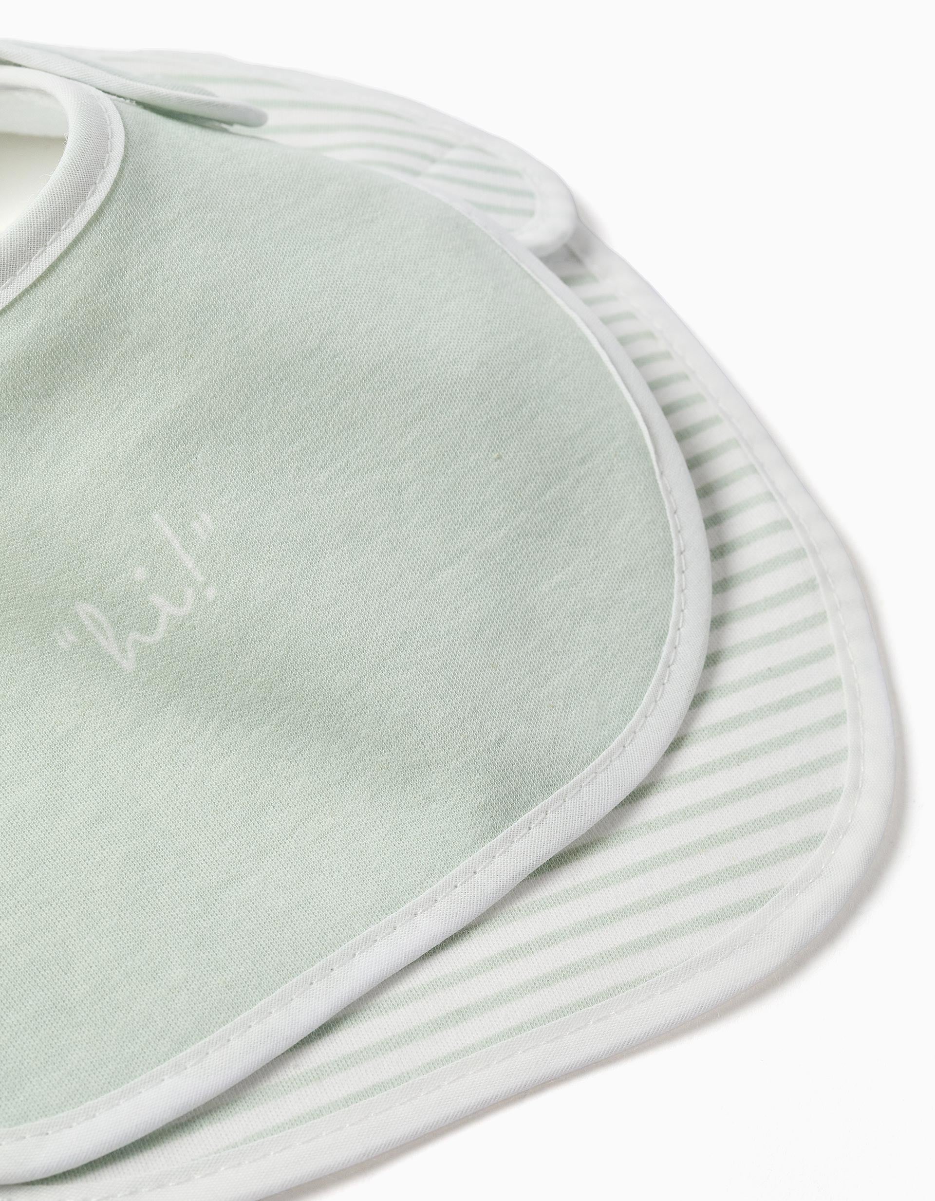 Pack of 2 Bandanas for Newborns and Babies ZY Baby, White/Green