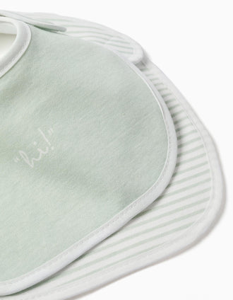 Pack de 2 Baberos para Recién Nacido y Bebé ZY Baby, Blanco/Verde