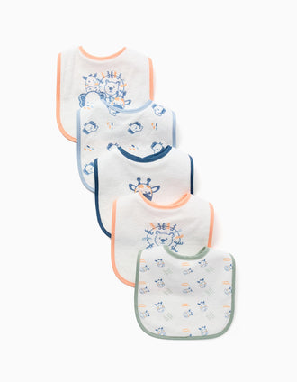 Pack de 5 Baberos Impermeables con Estampados ZY Baby, Multicolor