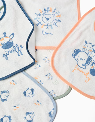 Pack de 5 Baberos Impermeables con Estampados ZY Baby, Multicolor