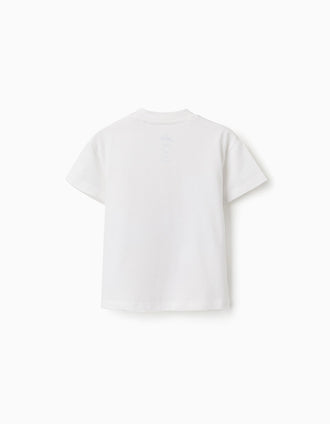 T-shirt de algodão com estampado Spidey para bebé e menino, branco