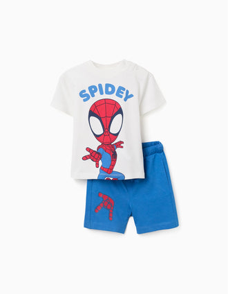 T-shirt + short à imprimé Spidey pour bébé et garçon, blanc/bleu