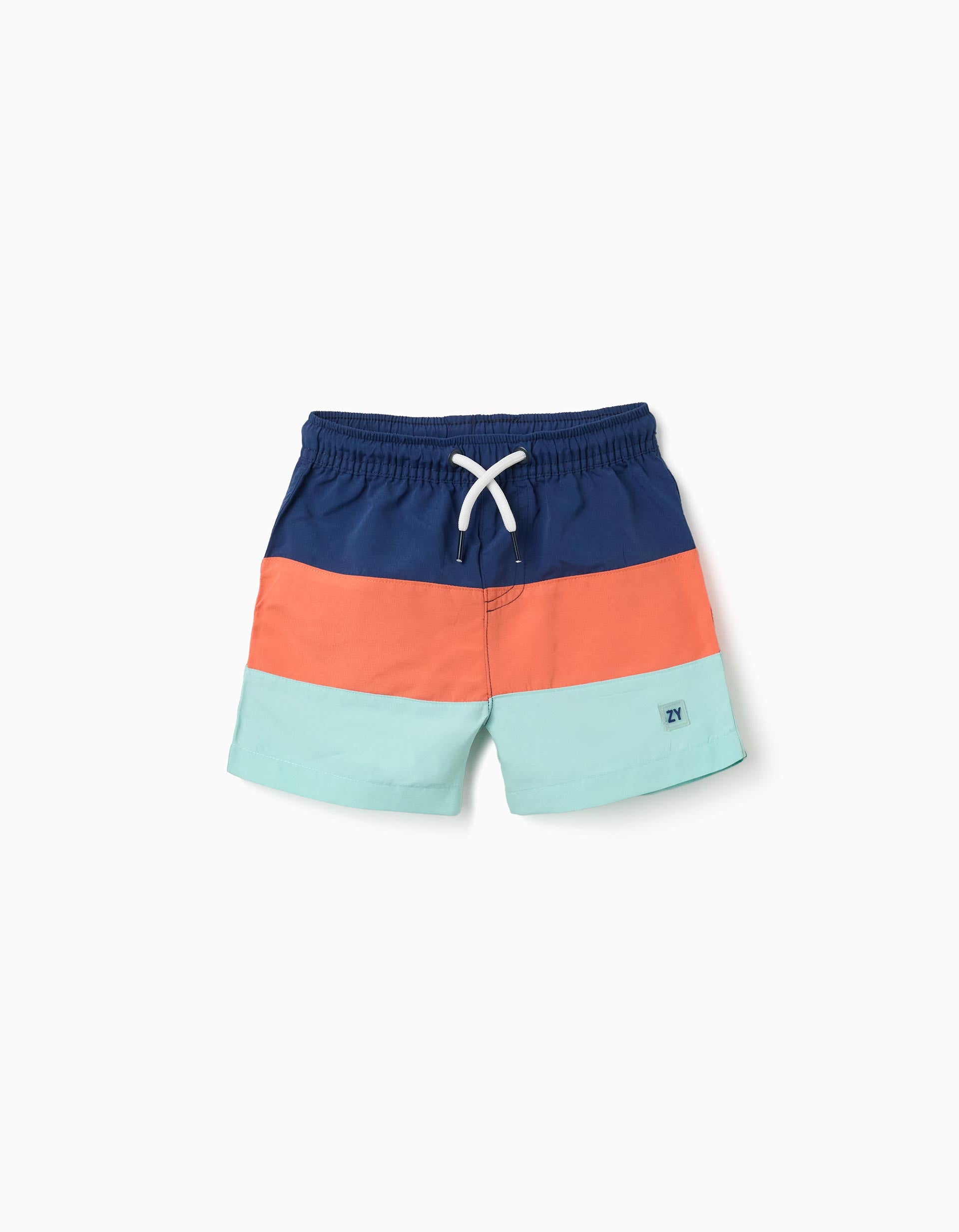 Short de bain à bloc de couleurs et cordon pour bébé garçon, multicolore