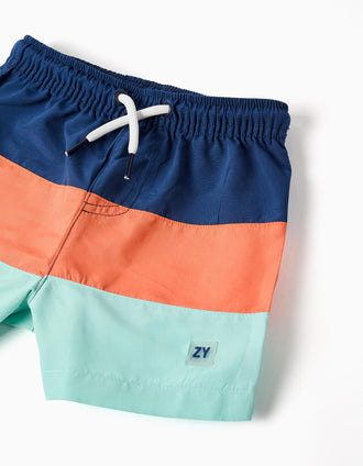 Short de bain à bloc de couleurs et cordon pour bébé garçon, multicolore