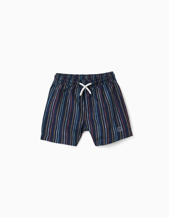 Short de bain à rayures et cordon pour bébé garçon, multicolore